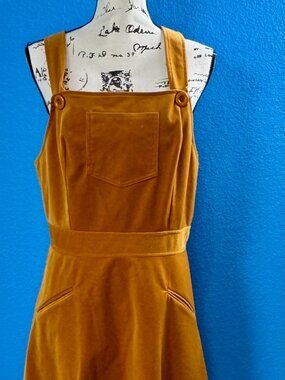 Voodoo Vixen Mustard Corduroy Pinafore Overall Dress XL